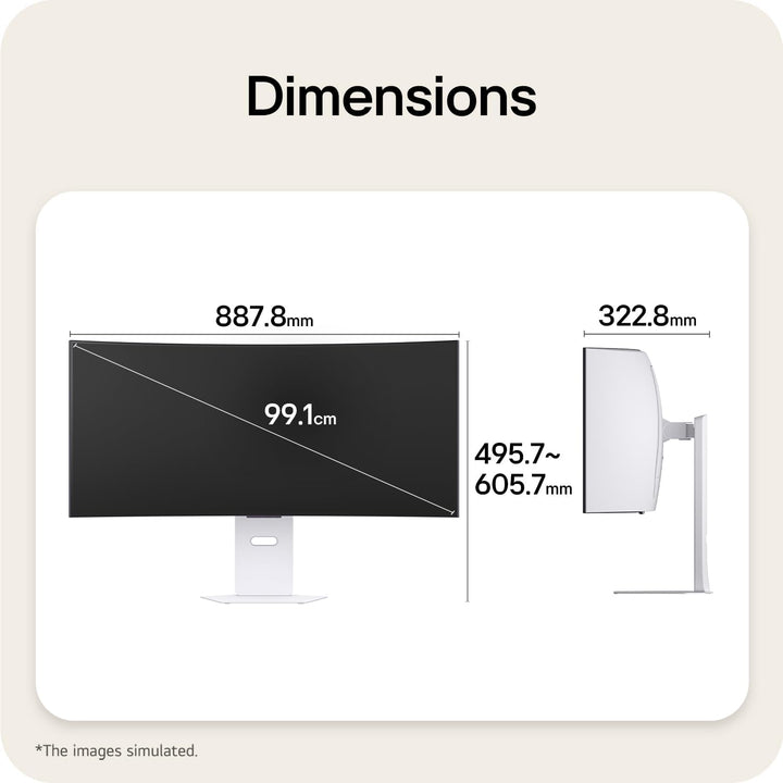 LG UltraGear™ OLED GX9s 39GX90SB-W 39 inch UWQHD Curved Smart Gaming Monitor | webOS, 240Hz, 0.03ms, WOLED 1300 nits, HDR True Black 400, AI Picture &amp; Sound, DP 1.4(DSC), HDMI 2.1 &amp; USB-C 65W