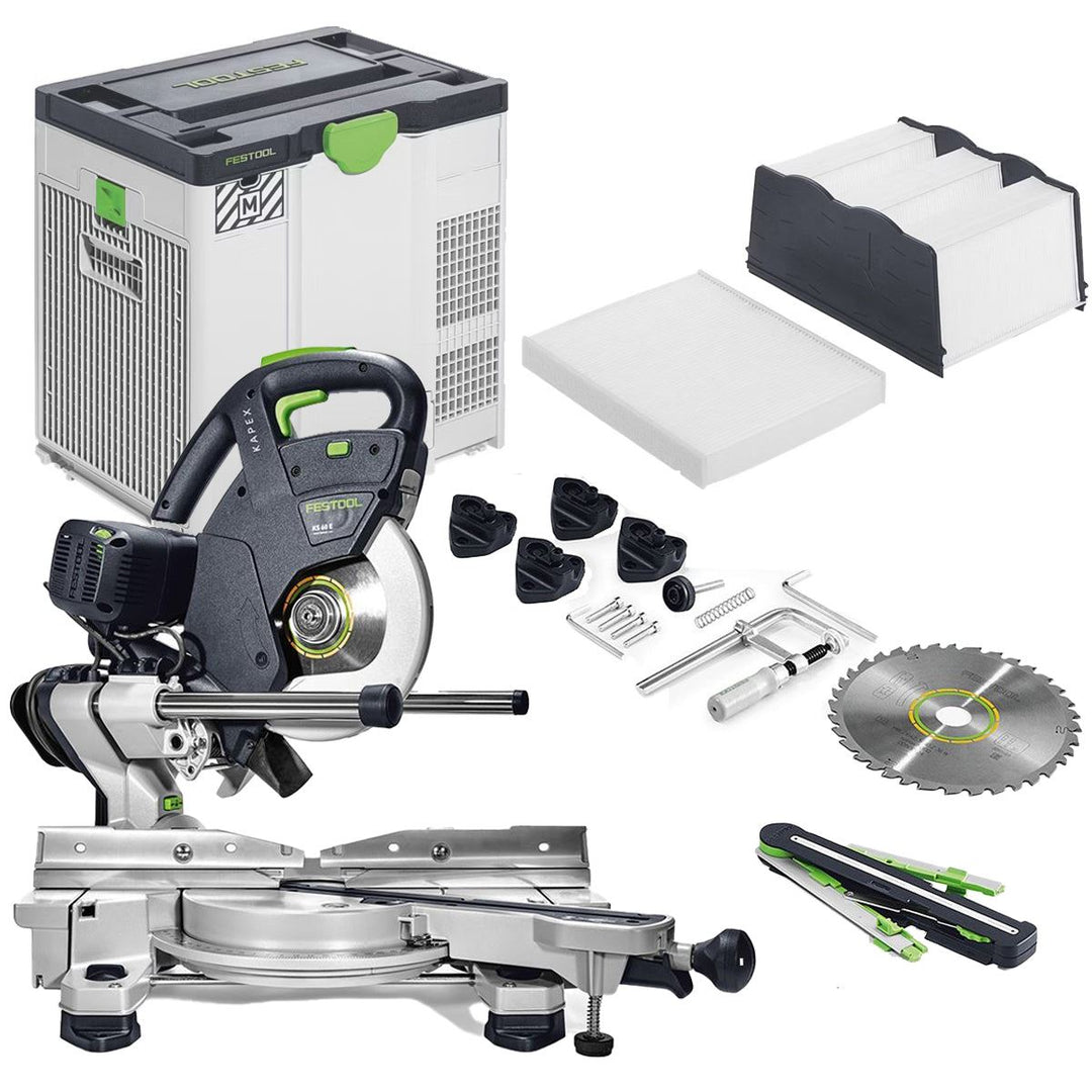 Festool KS 60 E-SET 230V GB 216mm Sliding Compound Mitre Saw - 561729 With SYS-AIR M Air purifier 577785