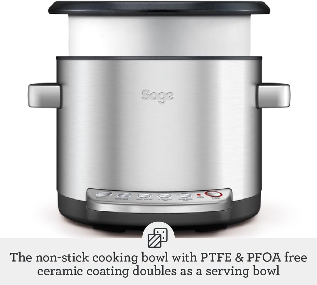 Sage - The Risotto Plus - Multi Cooker with Stir Free Risotto - Sauté, Rice, Steam, Sear, Slow Cook Low/High & Auto Keep Warm Functionality - Brushed Stainless Steel