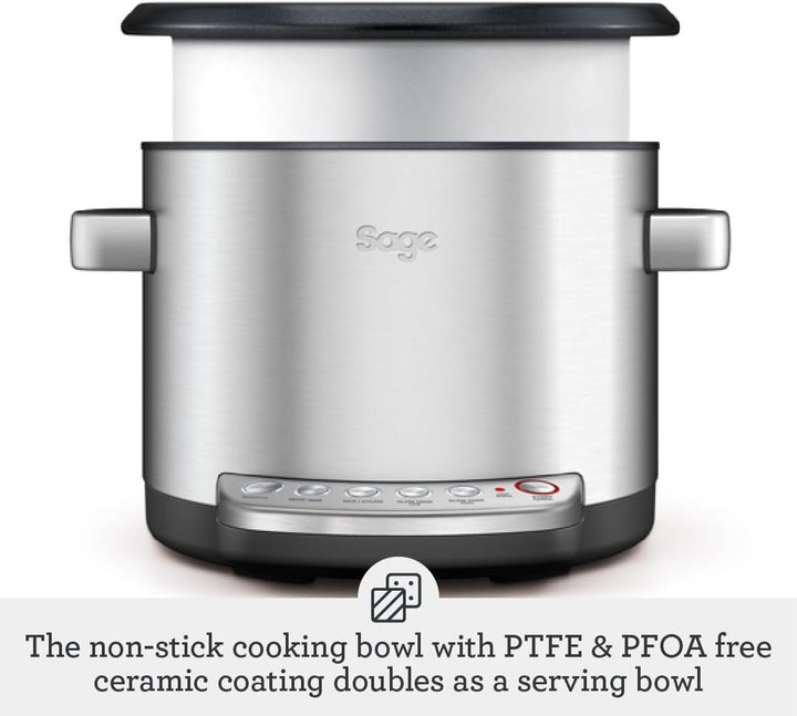 Sage - The Risotto Plus - Multi Cooker with Stir Free Risotto - Sauté, Rice, Steam, Sear, Slow Cook Low/High & Auto Keep Warm Functionality - Brushed Stainless Steel