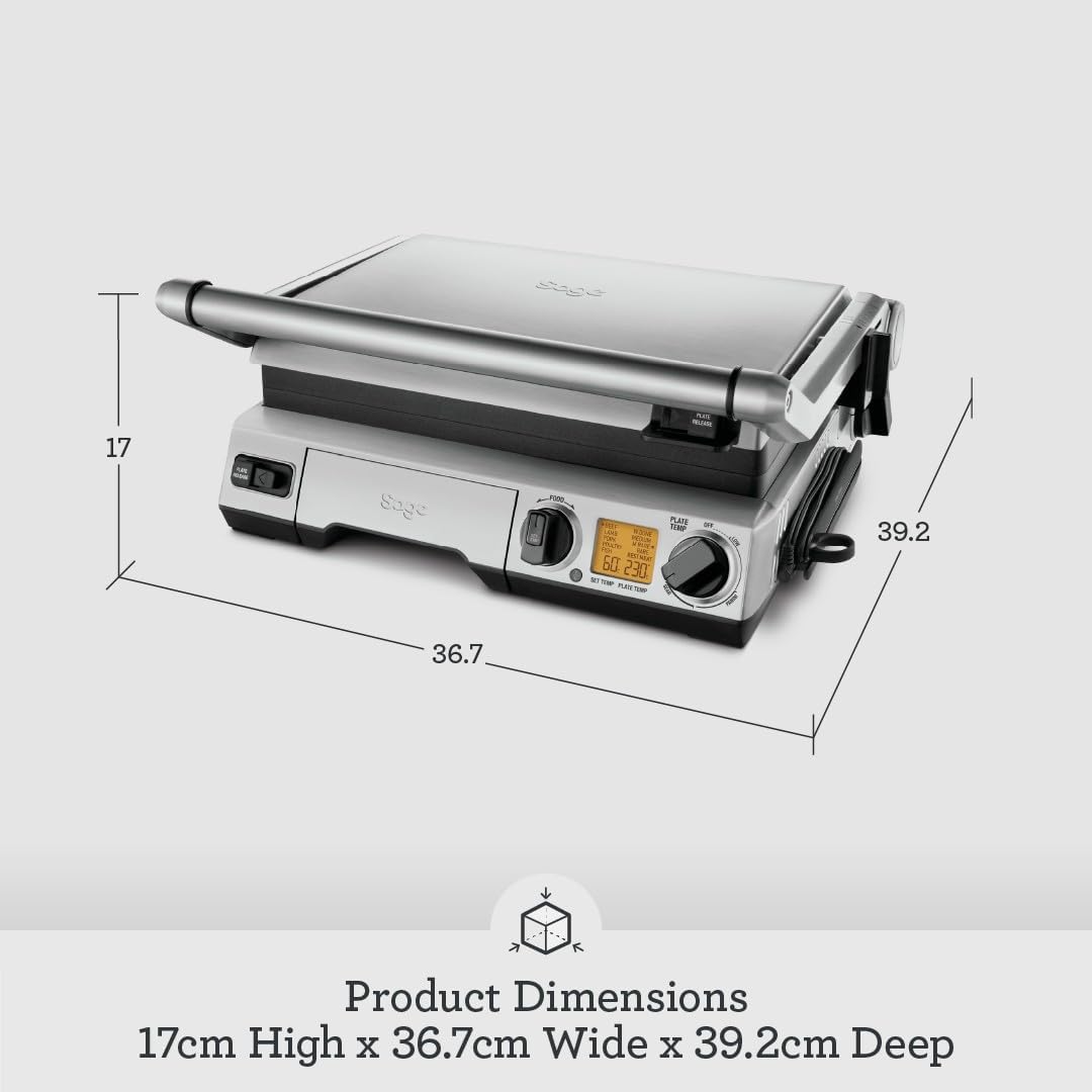 Sage - The BBQ & Press Grill - One-Touch Perfect Panini, Burger & Steak, Brushed Stainless Steel