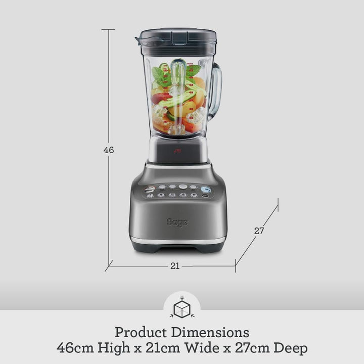 Sage - The Q Quick Super Blender - 2400W Power, 4 One Touch Programs, 5 Speed Settings - Food Processor, Smoothie Maker - Blend, Chop, Mix, Puree - 2L Capacity, Auto Clean Function - Smoked Hickory