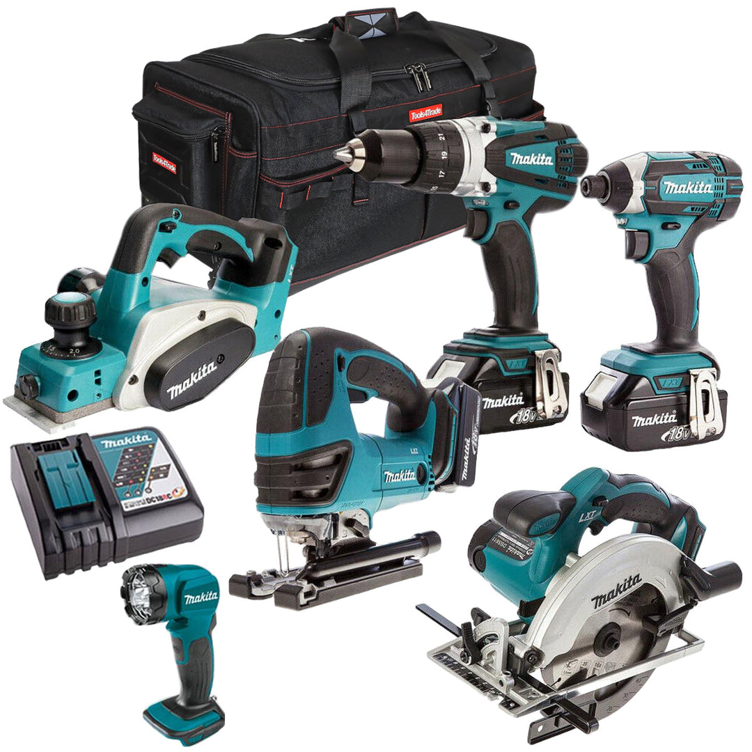 Makita T4T6051PT 18V LXT 6 Piece Kit 3 x 5.0Ah Batteries with Charger