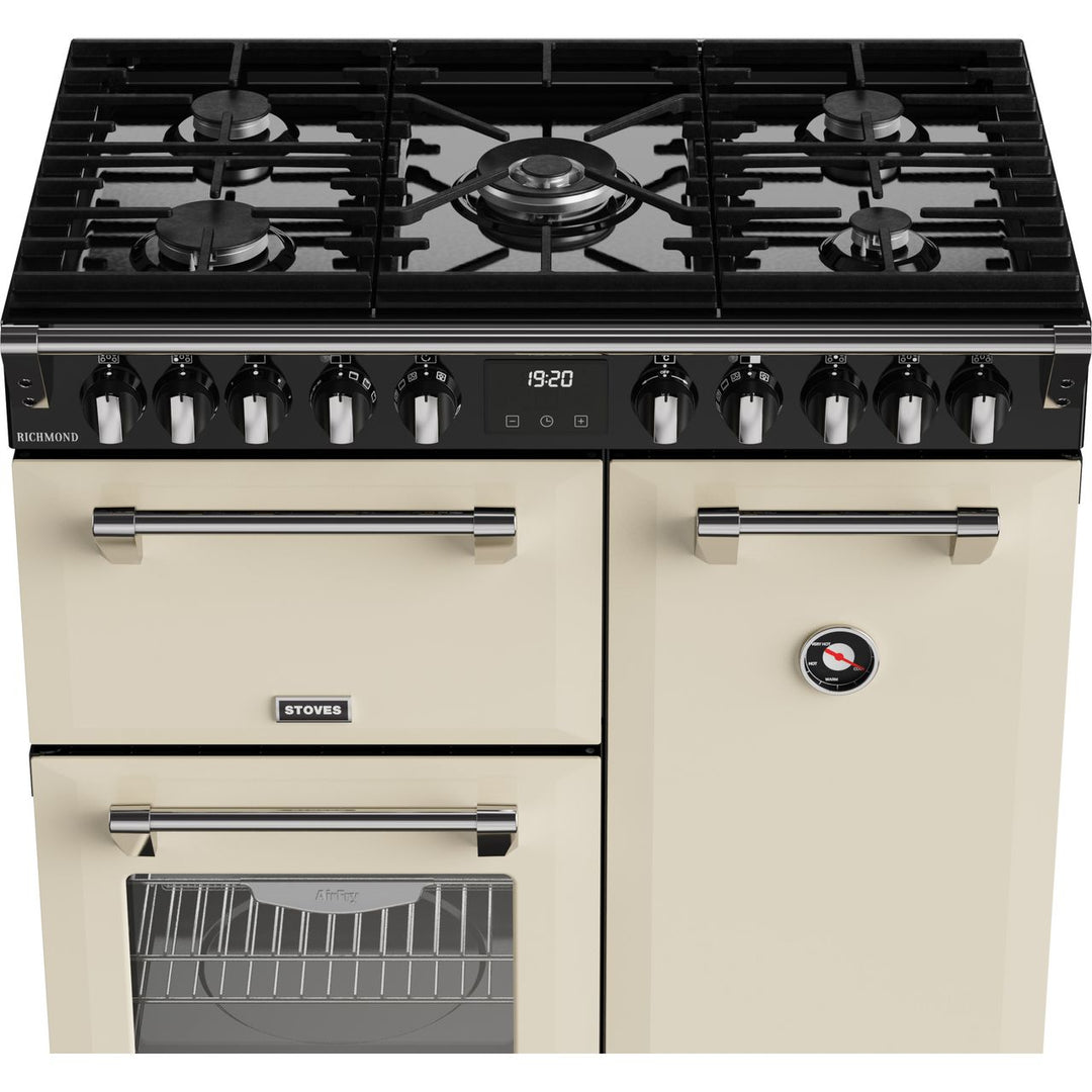 Stoves Richmond 90cm Wide Dual Fuel Range Cooker with Gas Hob - Cream - A/A/A Rated