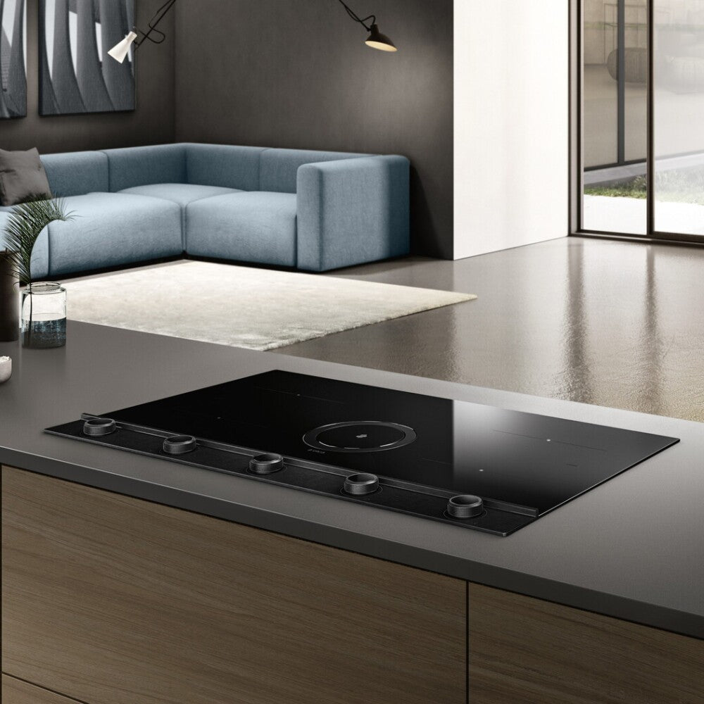 Elica NikolaTesla Unplugged 90cm Black Induction Hob with Downdraft Extractor