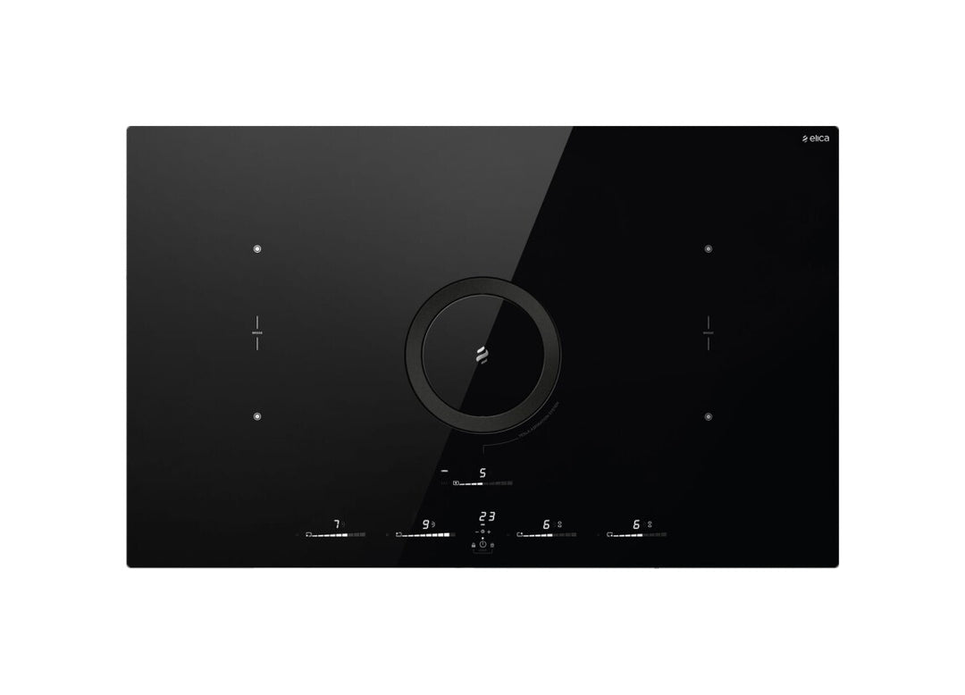 Elica NikolaTesla Switch Glow 83cm Black Induction Hob with Downdraft Extractor
