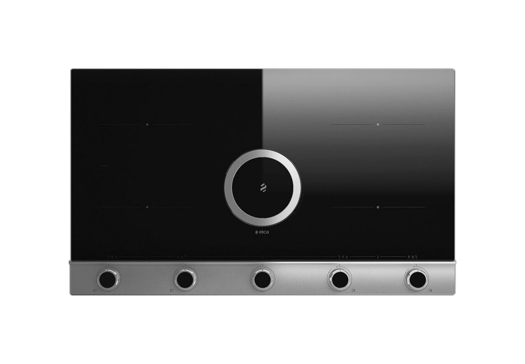 Elica NikolaTesla Unplugged 90cm Black + Stainless Induction Hob with Downdraft Extractor