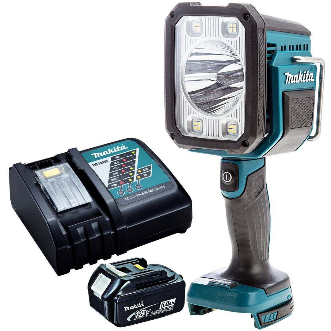 Makita DML812 18V LED Flash Light Lamp Pivot Torch with 1 x 5.0Ah Battery & Charger