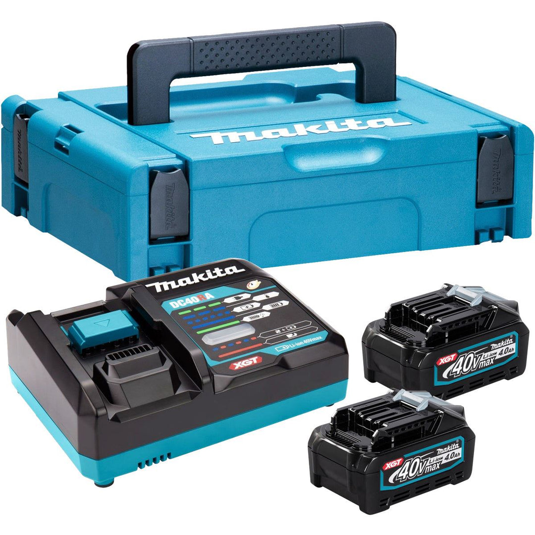 Makita 191K01-6 40Vmax XGT Power Source Kit 240V With 2 x 4.0Ah BL4040 Batteries, Charger &amp; Case