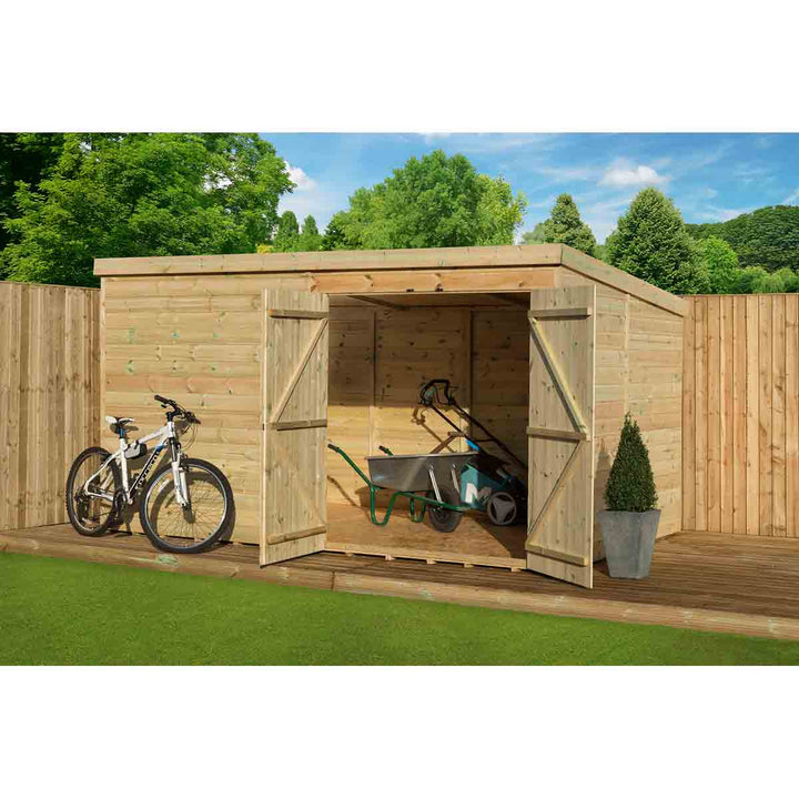 Empire 4000 Pent 14x8ft Wooden Garden Shed Double Door Right