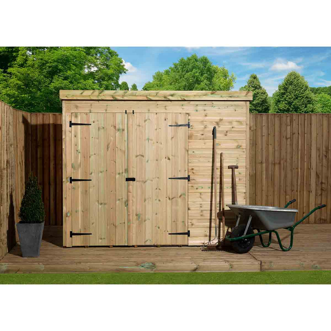 Empire 4000 Pent 8x5ft Wooden Garden Shed Double Door Le