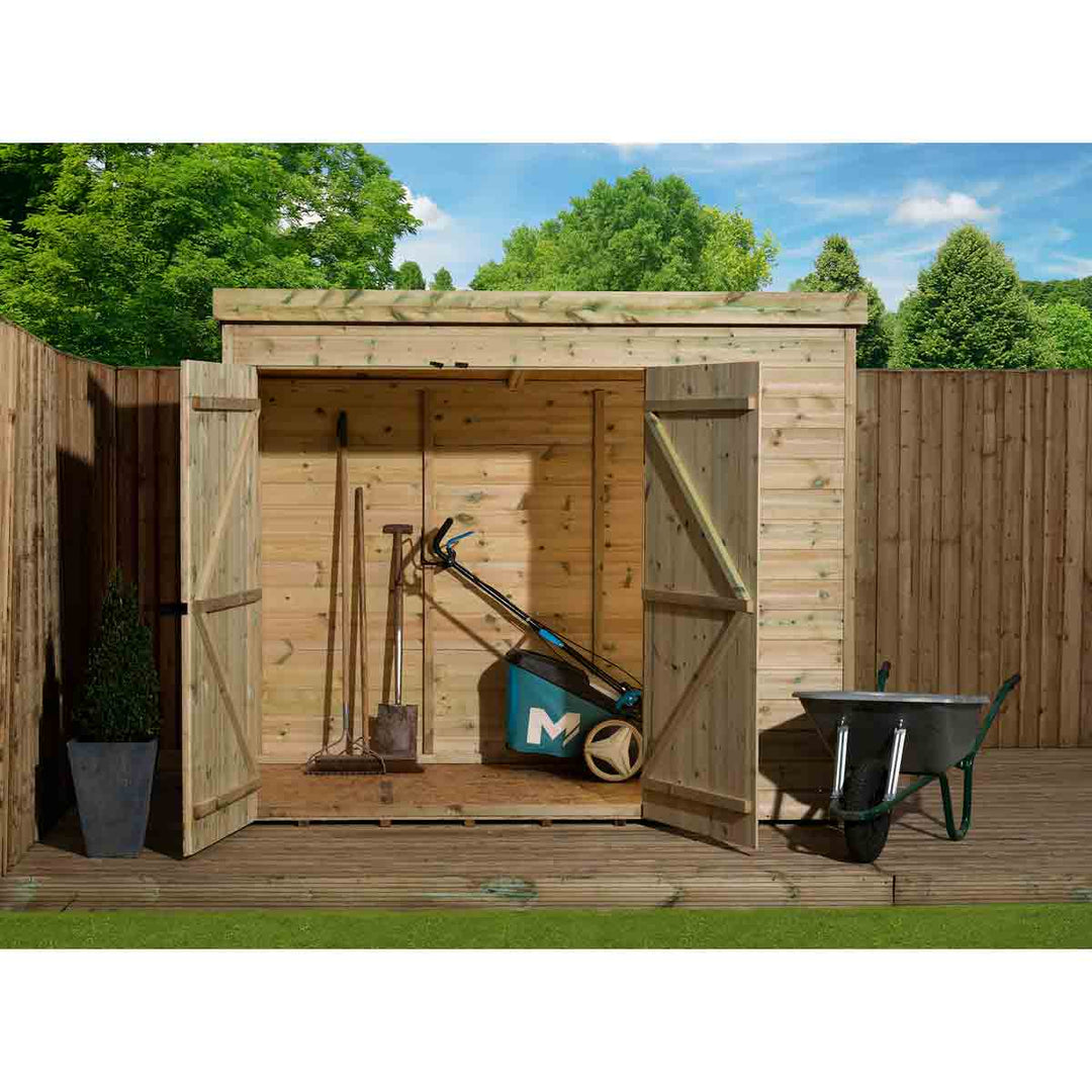 Empire 4000 Pent 8x5ft Wooden Garden Shed Double Door Le