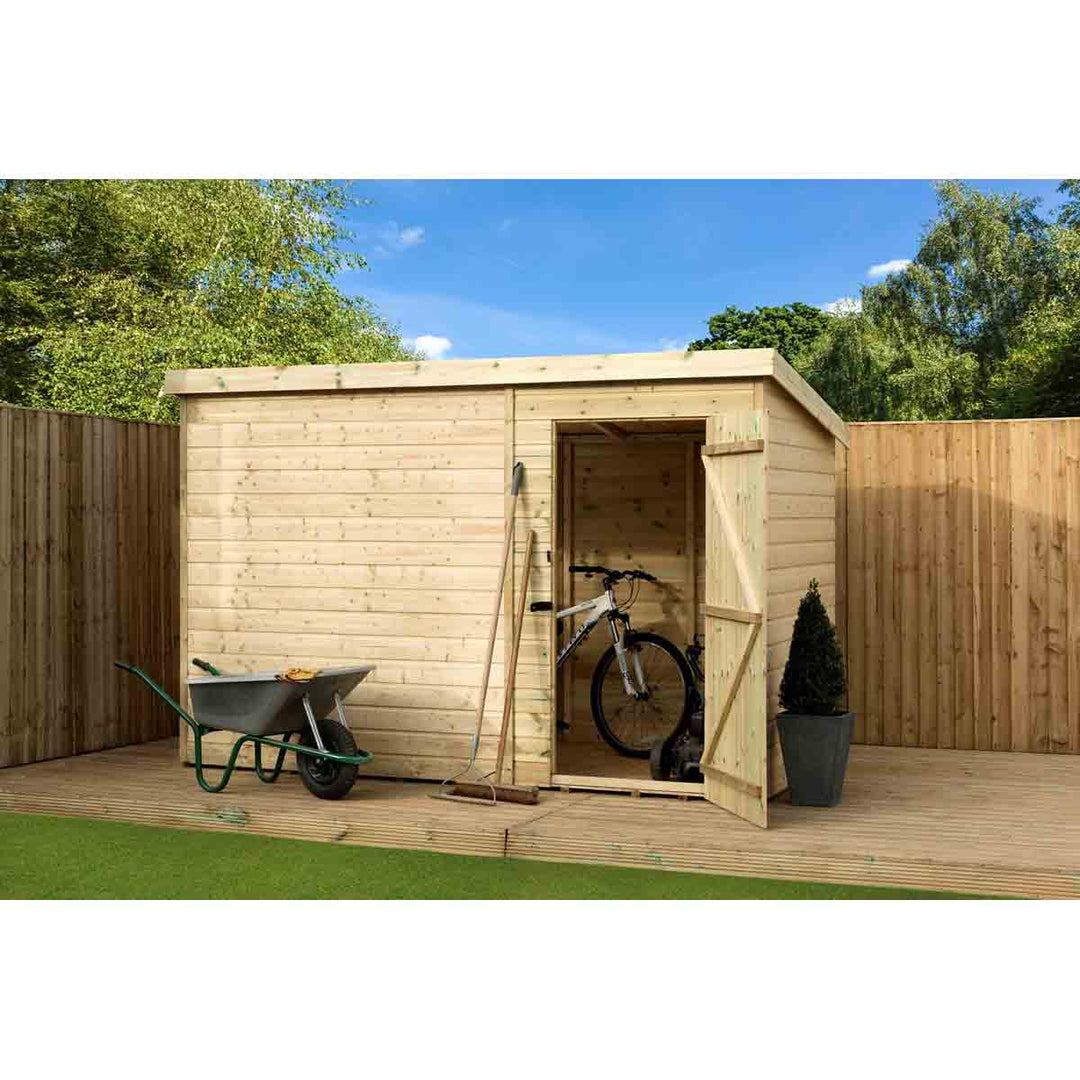 Empire 1000 Pent 9x5ft Wooden Garden Shed Door Right
