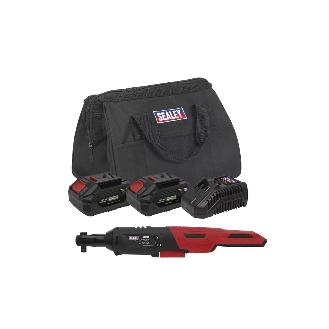 Sealey CP20VRWKIT Cordless Ratchet Wrench 3/8"Sq Drive Kit 20V with 2 Battery