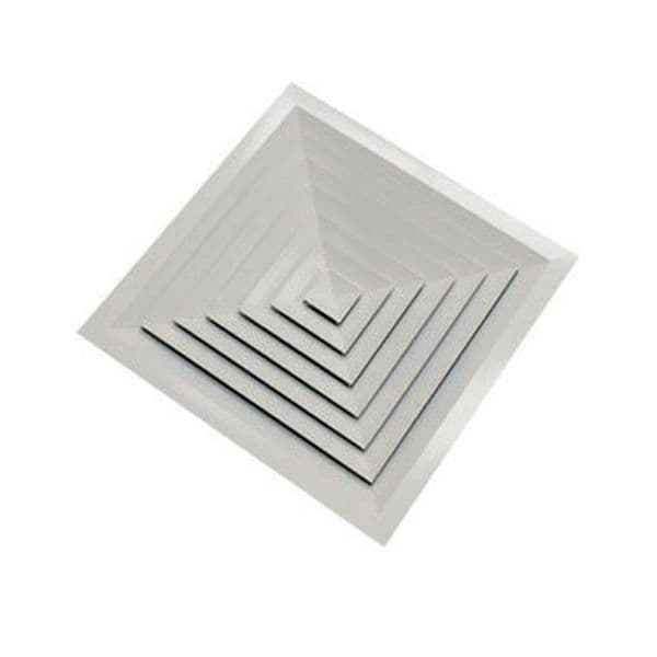 Green 595mm 4 Way White Ceiling Diffuser With 450mm Neck For 600mm Ceiling Grid
