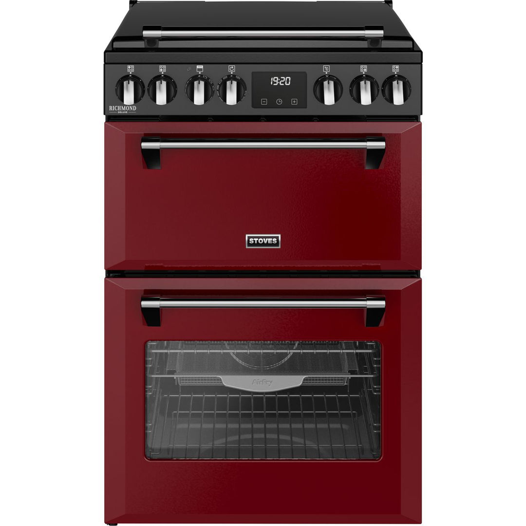 Stoves 60cm wide Double Oven Richmond DX MRA 60Ei RTY Mini Range Electric Cooker with Induction Hob - Garnet Red