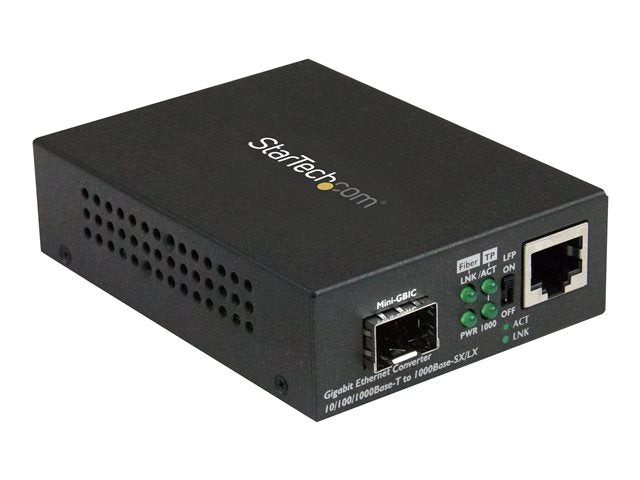 TieDex UK StarTech.com Multimode / Single Mode Fiber Media Converter - Open SFP Slot - 10/100/1000Mbps RJ45 Port - LFP Supported - IEEE 802.1q Tag VLAN - (MCM1110SFP) - fibre media converter - 10Mb LAN, 100Mb LAN, 1GbE