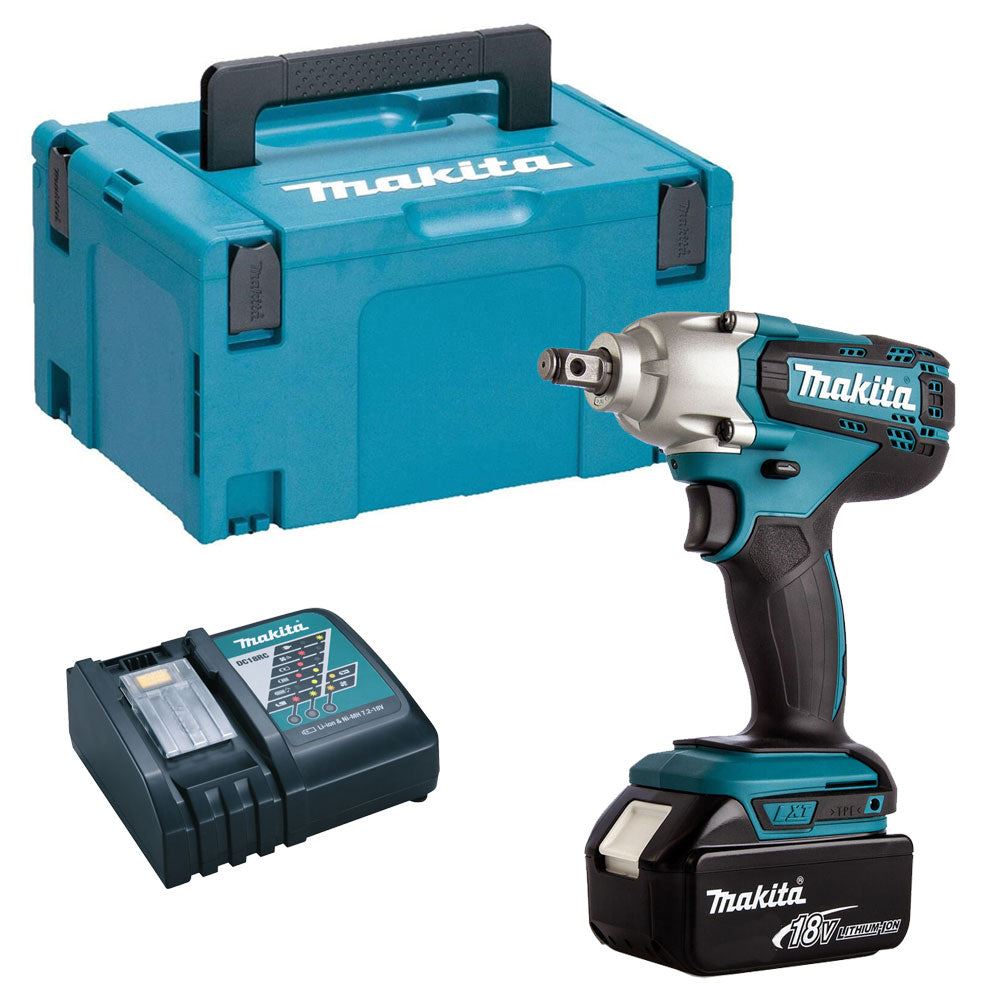 Makita DTW190Z 18V 1/2" Impact Wrench with 1 x 5.0Ah Battery Charger &amp; Type 3 Case