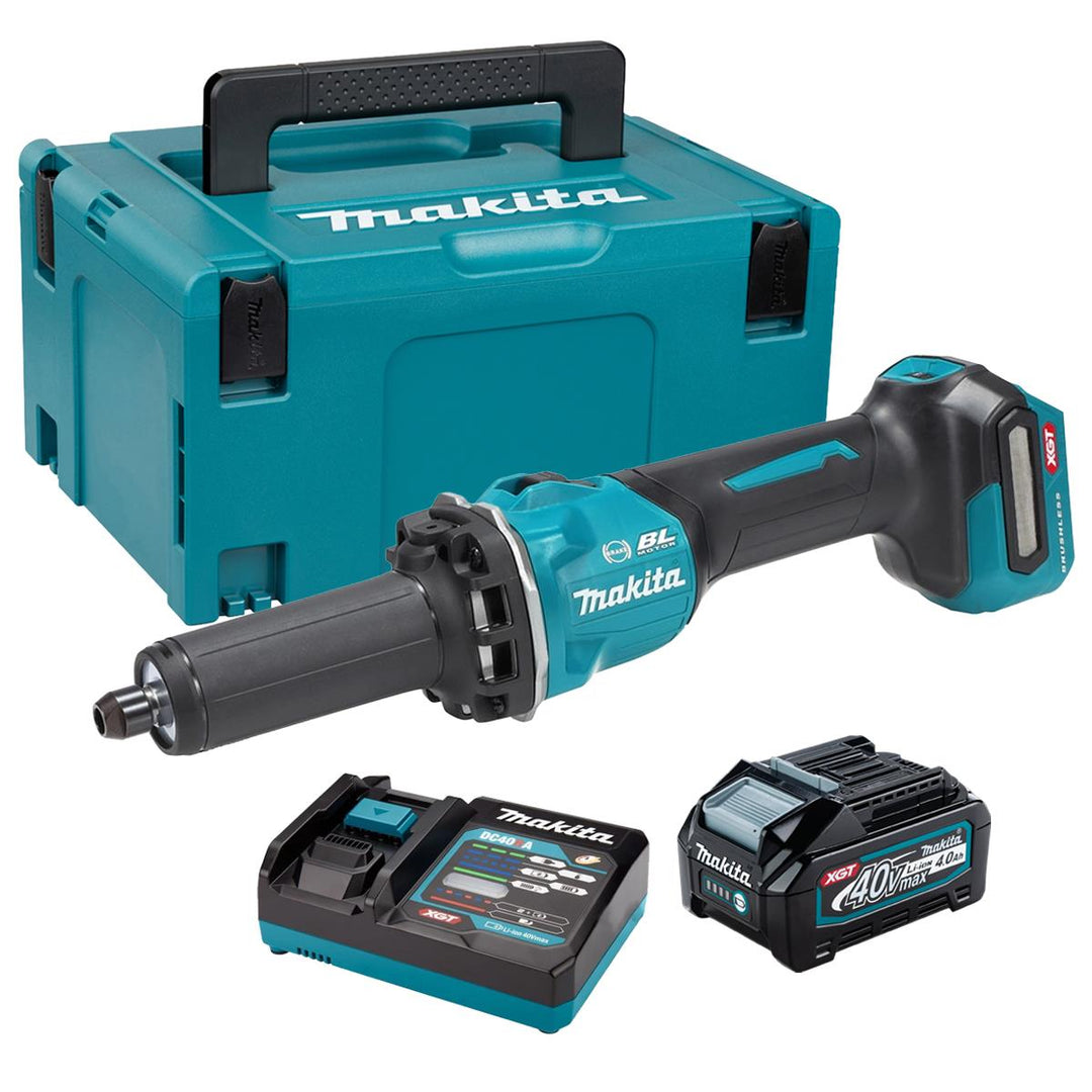 Makita GD001GZ01 40V Max XGT Brushless Die Grinder with 1 x 4.0Ah Battery Charger &amp; Case