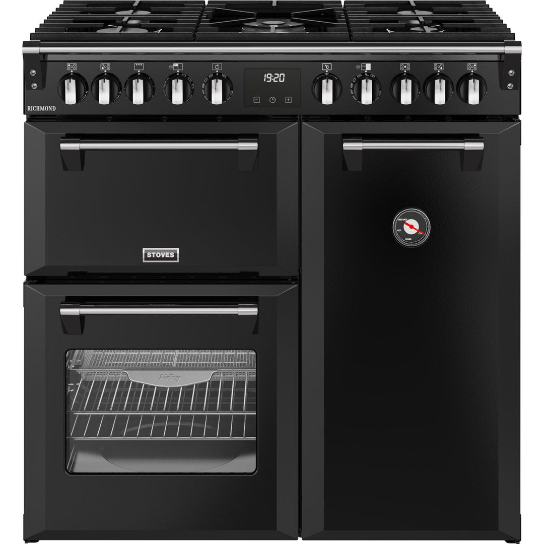Stoves Richmond 90cm wide Dual Fuel Range Cooker with Gas Hob - Black