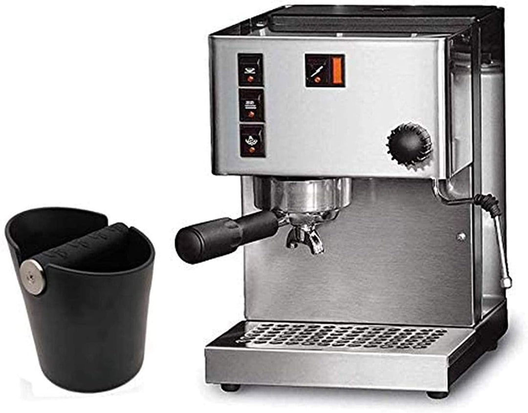 Ideal Swan Barista Style Espresso Knock Box - 4.8 Inch Shock-Absorbent Coffee Bin with Removable Metal Knock Bar and Non-Slip Base (Black)