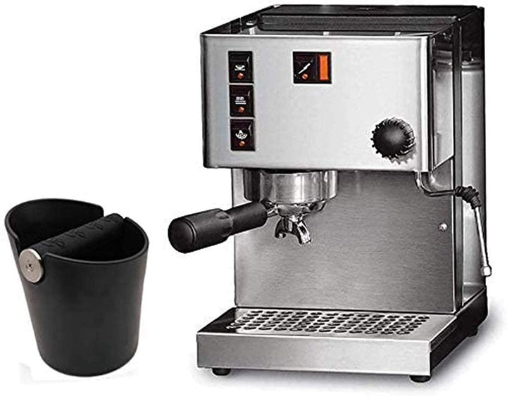 Ideal Swan Barista Style Espresso Knock Box - 4.8 Inch Shock-Absorbent Coffee Bin with Removable Metal Knock Bar and Non-Slip Base (Black)