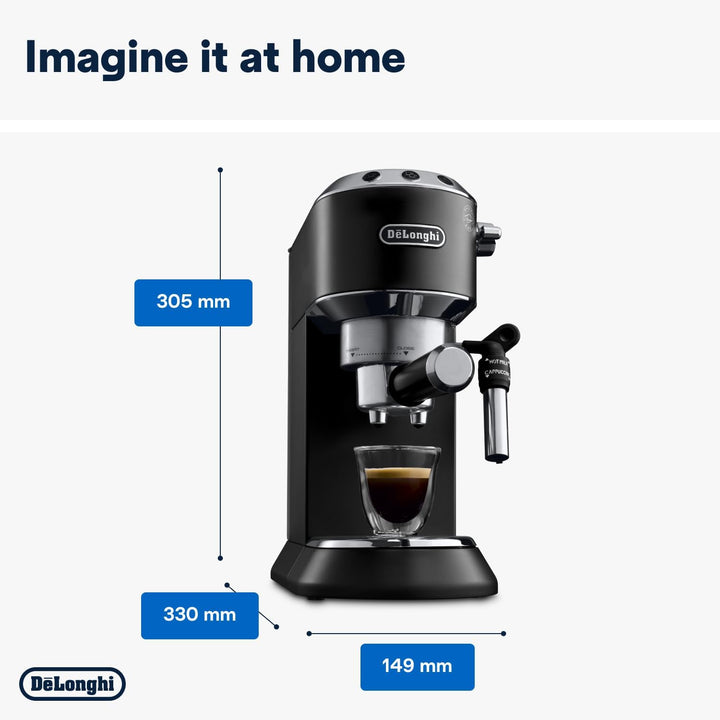De'Longhi Dedica Style, Traditional Pump Espresso Machine, Coffee and Cappuccino Maker, EC685BK, Black