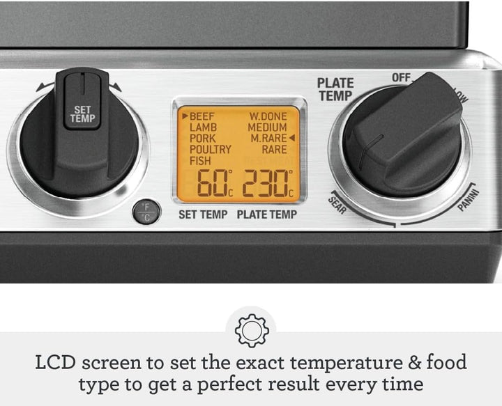 Sage - The BBQ & Press Grill - One-Touch Perfect Panini, Burger & Steak, Brushed Stainless Steel