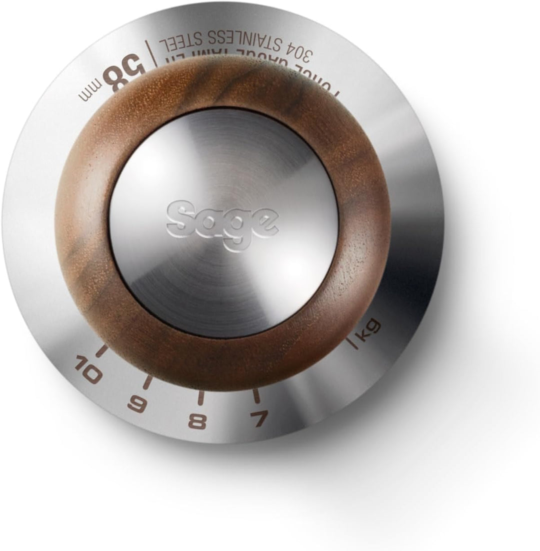 Sage - The Force Gauge Tamper 58mm - Self-Levelling Espresso Tamper, Consistent Pressure, Stainless Steel &amp; Walnut, Compatible with 58mm Sage Portafilters