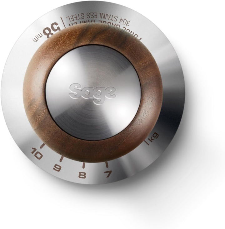 Sage - The Force Gauge Tamper 58mm - Self-Levelling Espresso Tamper, Consistent Pressure, Stainless Steel &amp; Walnut, Compatible with 58mm Sage Portafilters