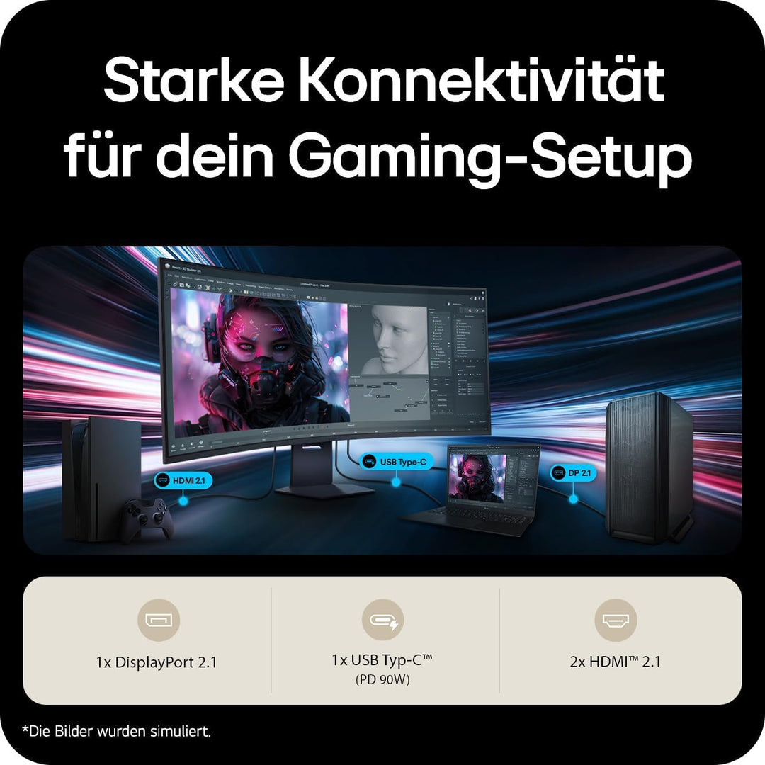 LG 52G930B-B - Ultragear Gaming Monitor, 51.6", VA, 5K2K, (5121x2160), 21:9, 240Hz, 1ms, FreeSync Premium, Flat, Pivotable/Height Adjustable, Black