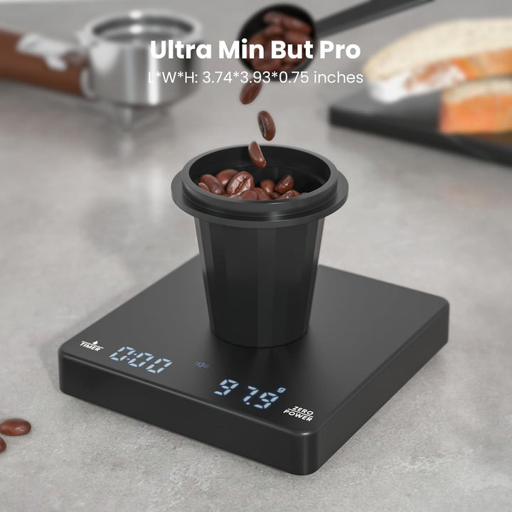 Maestri House Mini Coffee Scale with Timer, Rechargeable Espresso Scale, 2kg/0.1g Accurate Scale for Espresso and Pour-Over Coffee, Portable Digital Kitchen Scale with Automatic Timing
