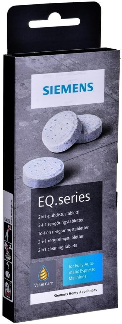 Siemens TZ80001B Cleaning Tablets EQ Bean to Cup Coffee Machines, White (Packaging may vary)