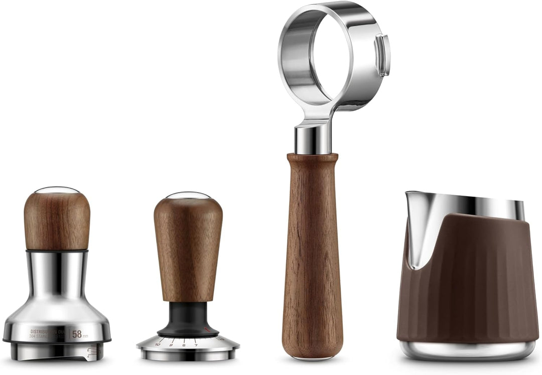 Sage - The Force Gauge Tamper 58mm - Self-Levelling Espresso Tamper, Consistent Pressure, Stainless Steel &amp; Walnut, Compatible with 58mm Sage Portafilters