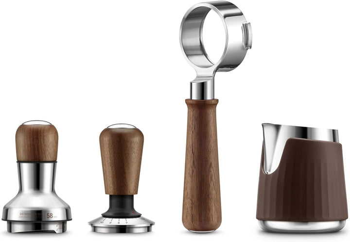 Sage - The Force Gauge Tamper 58mm - Self-Levelling Espresso Tamper, Consistent Pressure, Stainless Steel &amp; Walnut, Compatible with 58mm Sage Portafilters