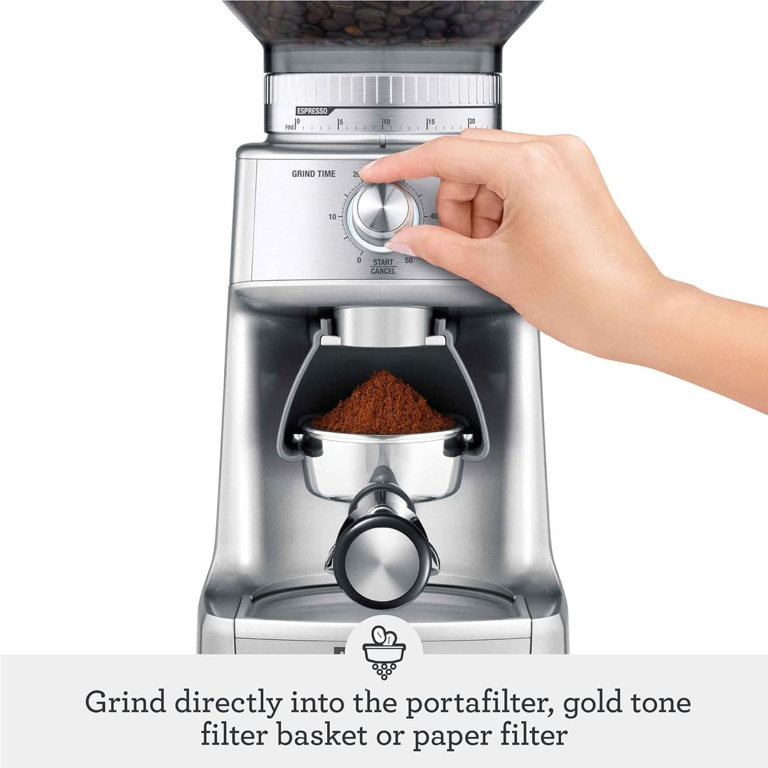 Sage - The Dose Control Pro - Precision Coffee Grinder, 60 Grind Settings - 340g Coffee Bean Capacity, with Timer - Overheat Protection - Silver