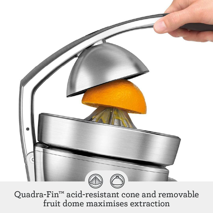 Sage - The Citrus Press Pro - Quiet Automatic Orange & Grapefruit Juicer - Lemon & Lime Squeezer - Acid-Resistant Die-Cast Stainless - Dishwasher Safe - Brushed Aluminium