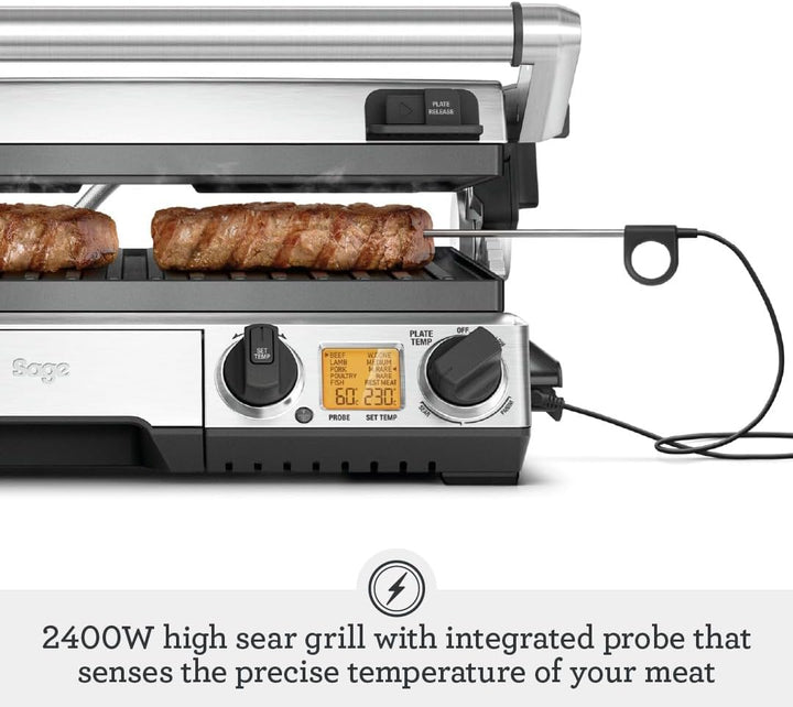 Sage - The BBQ & Press Grill - One-Touch Perfect Panini, Burger & Steak, Brushed Stainless Steel