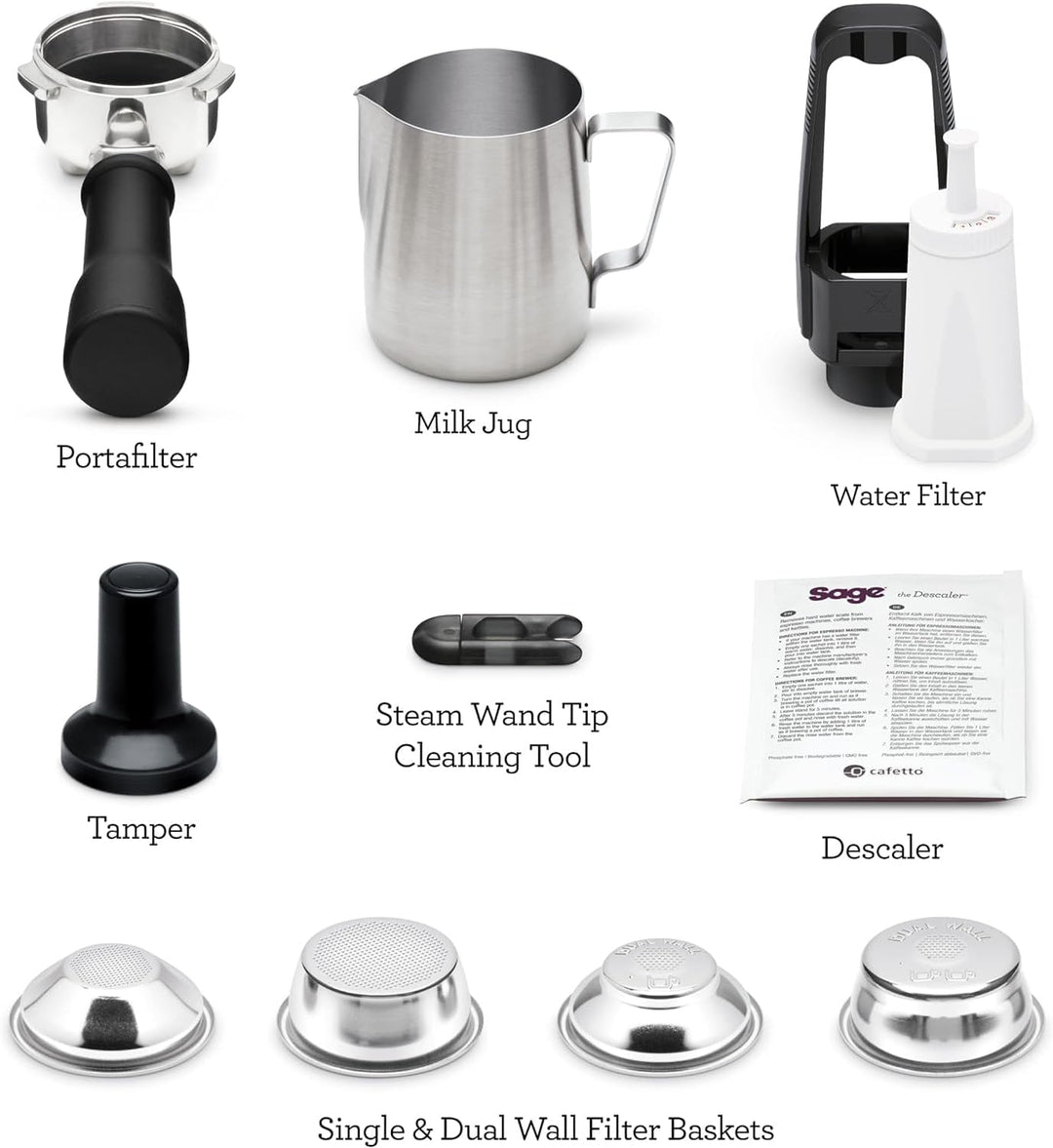 Sage - The Bambino - Compact Coffee Machine with Automatic Milk Frother, Brushed Stainless Steel