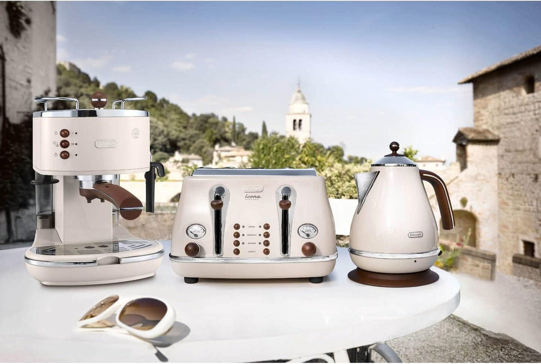 De'Longhi Vintage Icona Traditional Barista Pump Espresso Machine, Coffee and Cappuccino Maker, ECOV311BG, 1.4 liters, Cream