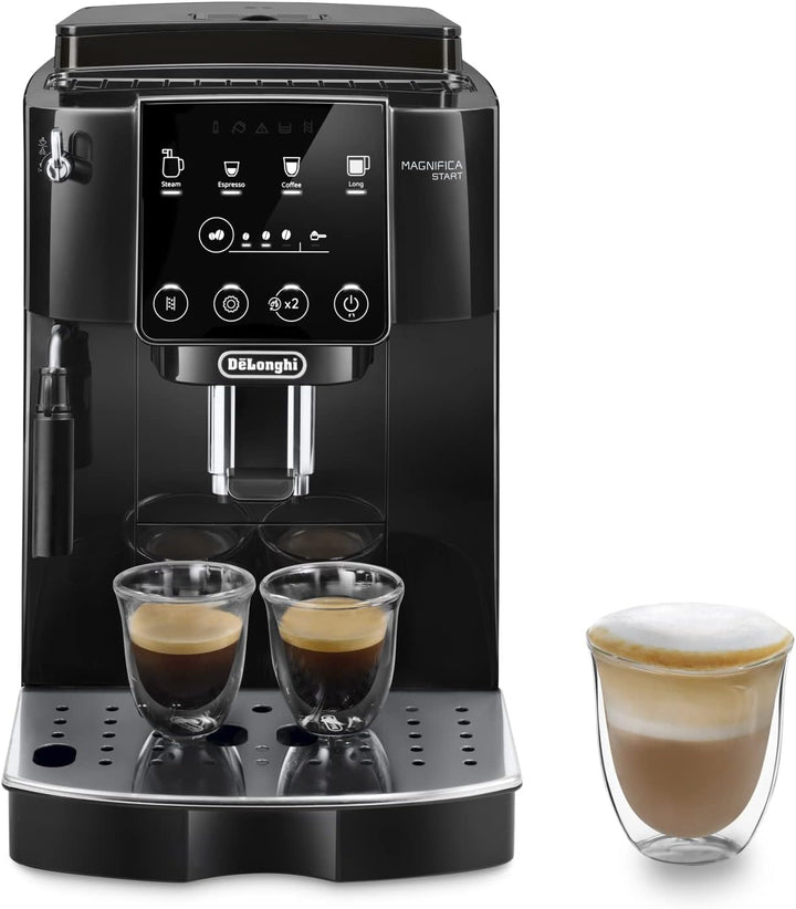 De'Longhi Magnifica ECAM222.20.B, Automatic Coffee Machine with Milk Nozzle, Bean to Cup Espresso Machine with 4 One-Touch Recipes, Soft-Touch Control Panel, 1450W, Black
