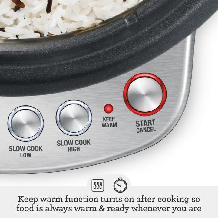 Sage - The Risotto Plus - Multi Cooker with Stir Free Risotto - Sauté, Rice, Steam, Sear, Slow Cook Low/High & Auto Keep Warm Functionality - Brushed Stainless Steel