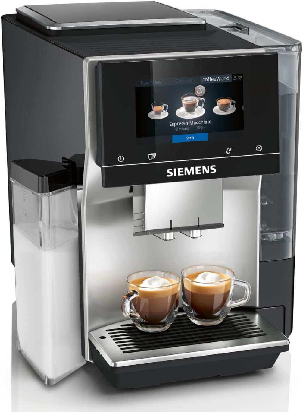SIEMENS EQ700 Fully Automatic Bean to Cup Coffee Machine, 5" Touch Screen Display, Cold Brew/Slow Brew, Integrated Milk Container, 30+ Coffee Beverages, Home Connect, TQ713GB3