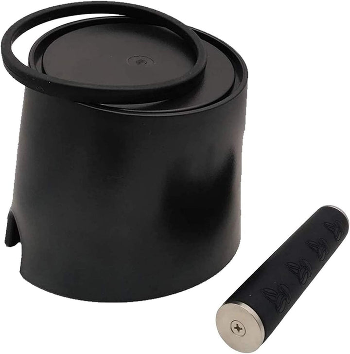 Ideal Swan Barista Style Espresso Knock Box - 4.8 Inch Shock-Absorbent Coffee Bin with Removable Metal Knock Bar and Non-Slip Base (Black)