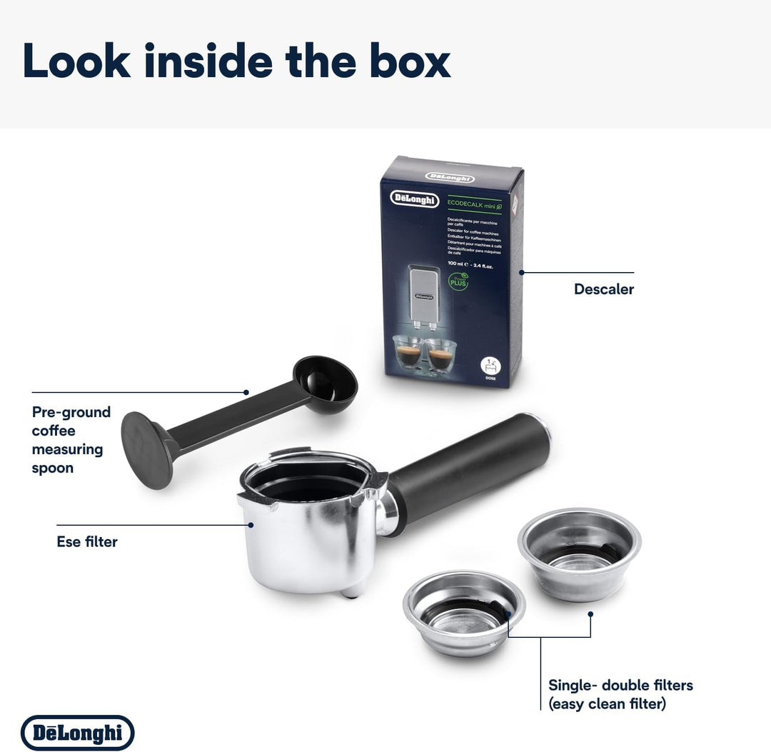 De'Longhi Dedica Style, Traditional Pump Espresso Machine, Coffee and Cappuccino Maker, EC685M, Silver