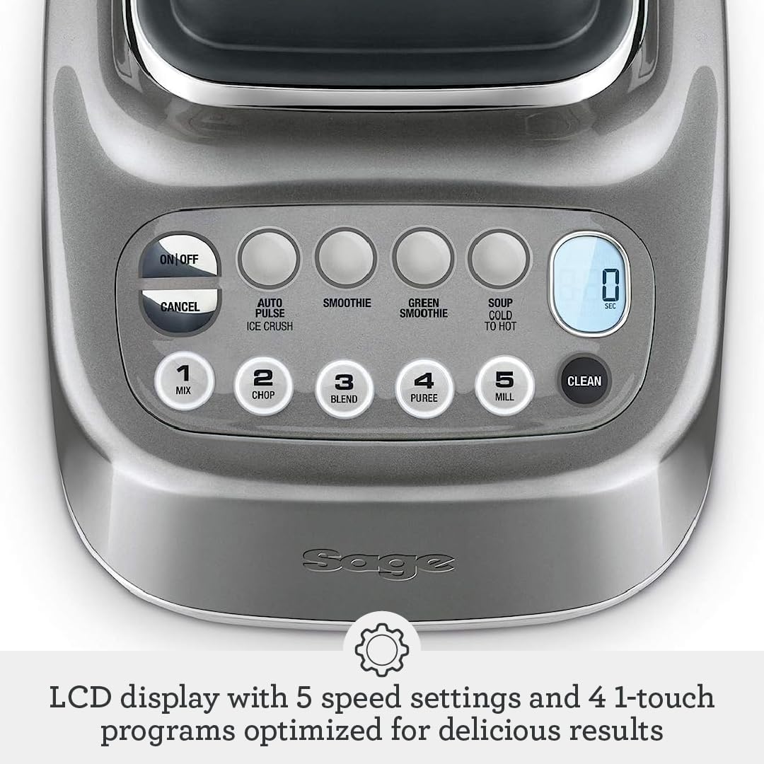 Sage - The Q Quick Super Blender - 2400W Power, 4 One Touch Programs, 5 Speed Settings - Food Processor, Smoothie Maker - Blend, Chop, Mix, Puree - 2L Capacity, Auto Clean Function - Smoked Hickory