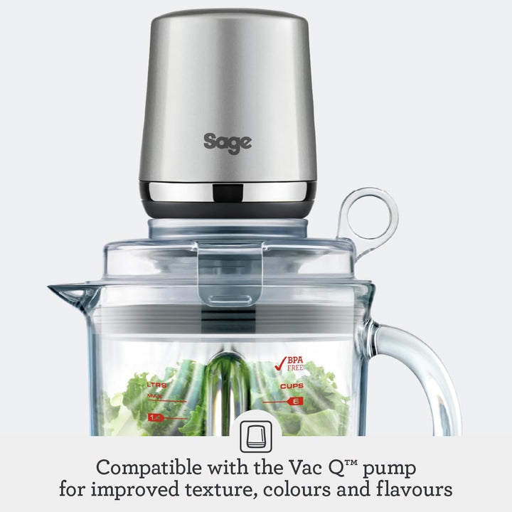 Sage - The Super Q - Quick and Quiet Blender - 5 Programs, 2400 W, 12 Speed Settings, 2 L Jug, 700 ml Cup - Smoothie Maker, Soup, Crushed Ice - Mix, Puree, Cocktails, Sauce - Brushed Stainless Steel