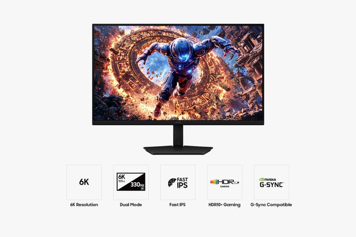 Samsung Odyssey G80HS 32" 6K 6144x3456 IPS Gaming Monitor, 1ms, Dual 330Hz 165Hz Refresh, HDR10+ Gaming, Gsync Compatible, Freesync Premium, HDMI 2.1, Displayport, USB, Height Adjust, LS32HG806ESXXU