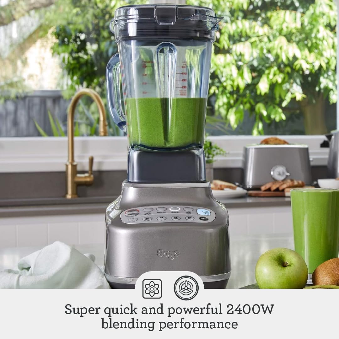 Sage - The Q Quick Super Blender - 2400W Power, 4 One Touch Programs, 5 Speed Settings - Food Processor, Smoothie Maker - Blend, Chop, Mix, Puree - 2L Capacity, Auto Clean Function - Smoked Hickory