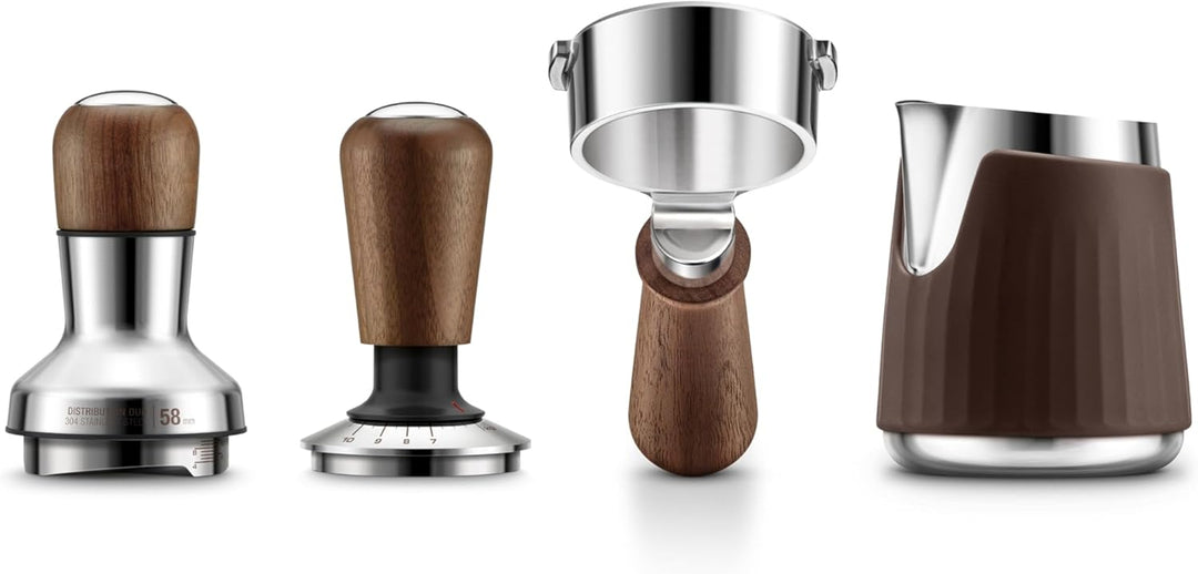 Sage - The Force Gauge Tamper 58mm - Self-Levelling Espresso Tamper, Consistent Pressure, Stainless Steel &amp; Walnut, Compatible with 58mm Sage Portafilters